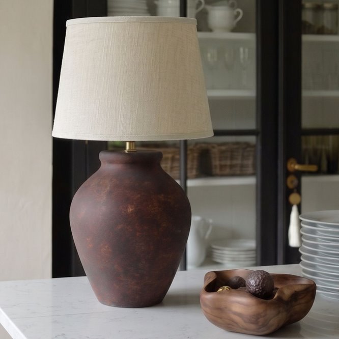 Rustykalna lampa ceramiczna Casagrande brązowa